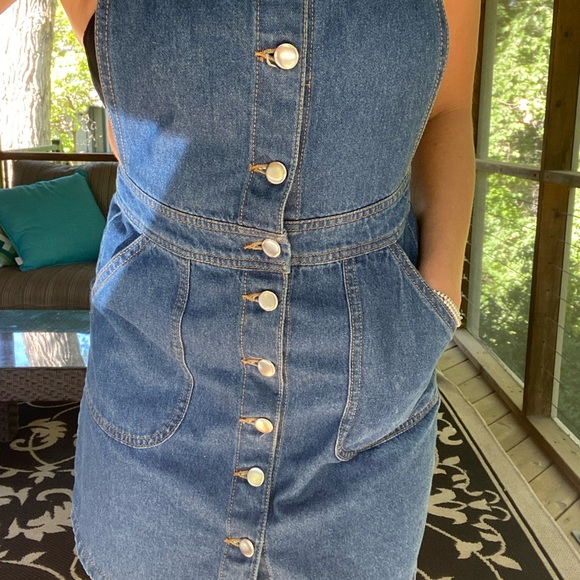 Denim Overall Button Up Mini Dress - Picture 6 of 6